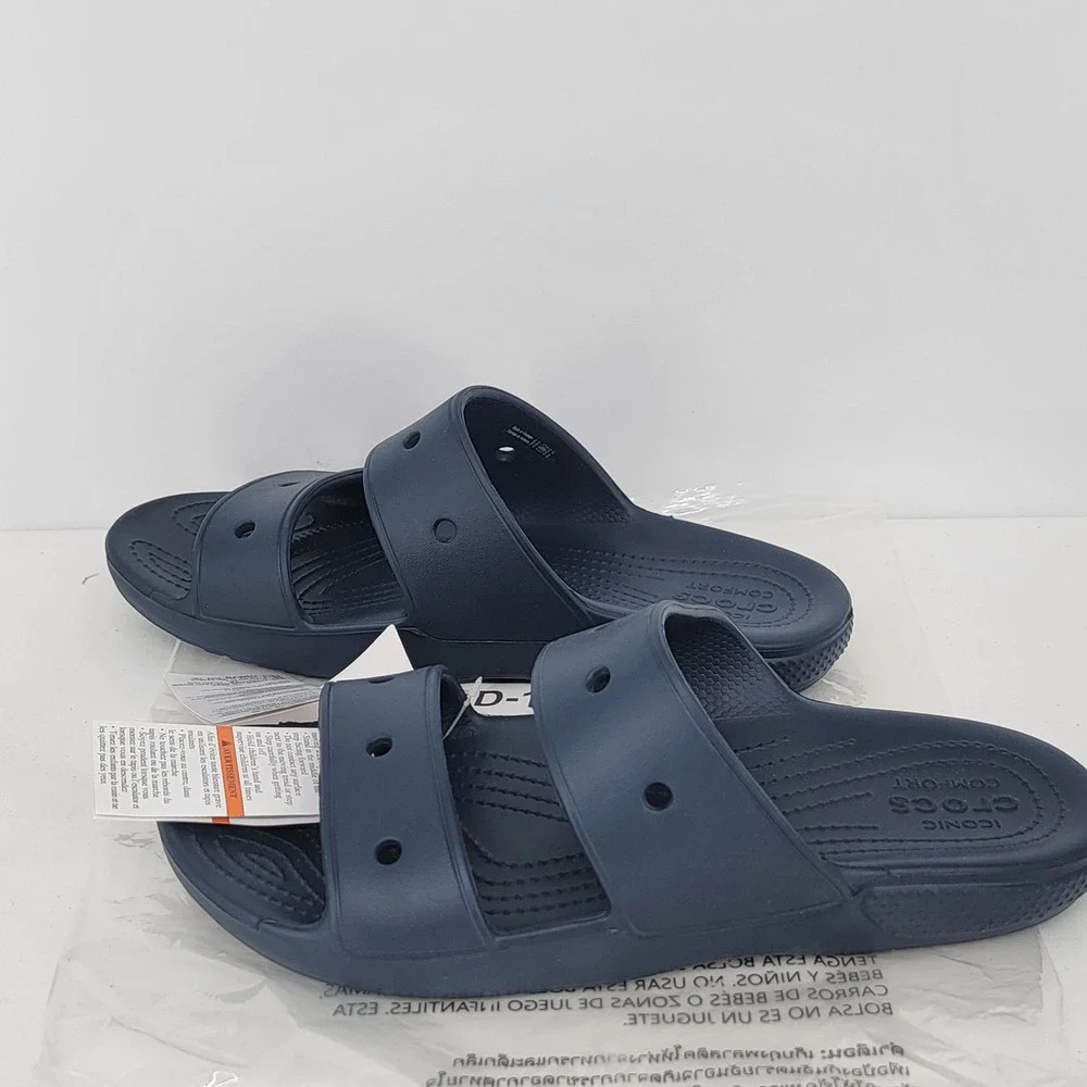 Crocs Classic Sandal Navy Blue Mens 10 Womens 12 Two Strap Slide